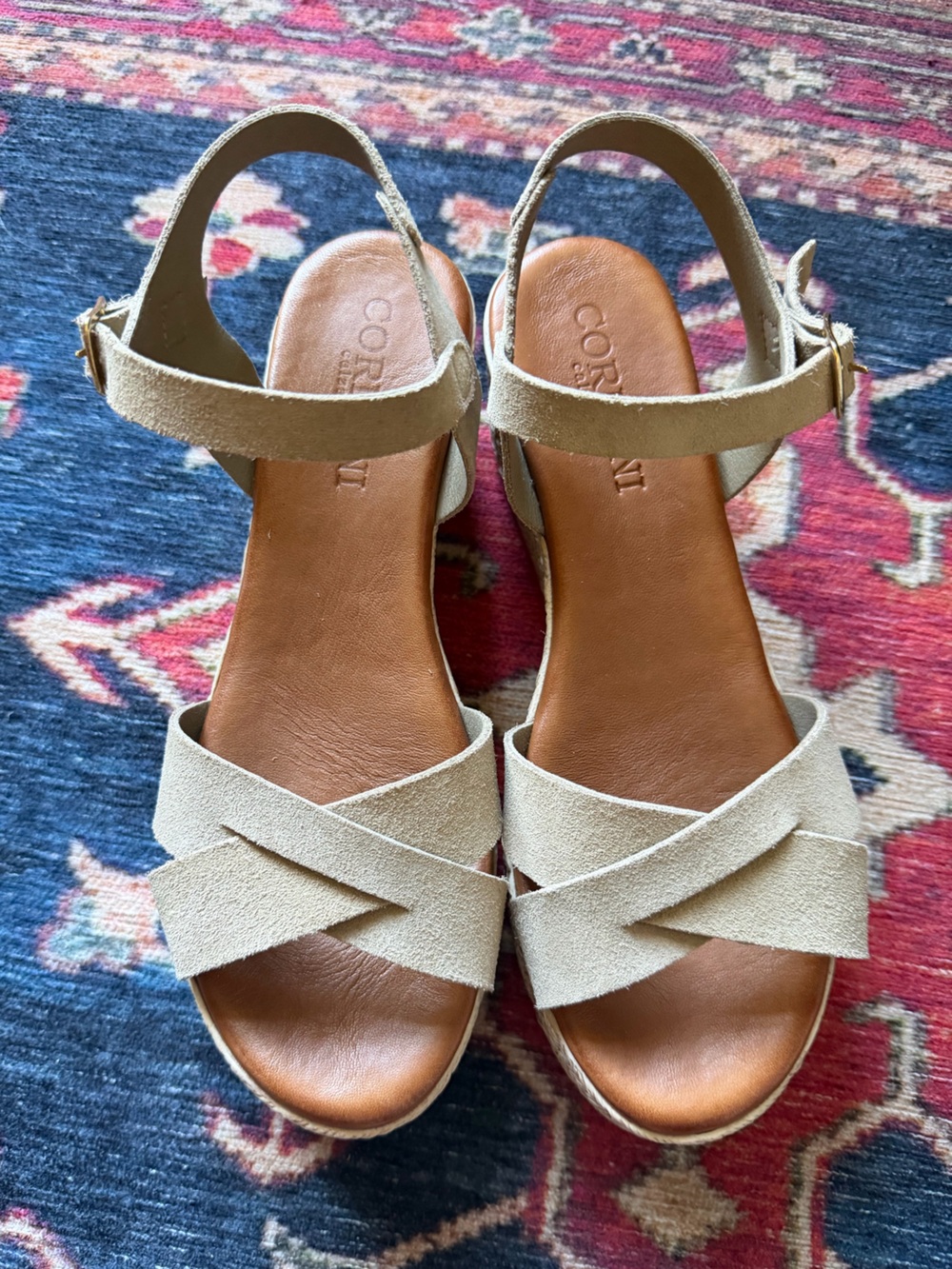 Cordani Italian Women’s Ankle Strap Sandals - Tan Bazil Arena Suede 41